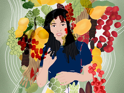 Maja and the fruit colorful colors design fruit girl girl character girl illustration illustration illustrator photoshop portrait print procreate procreate art woman