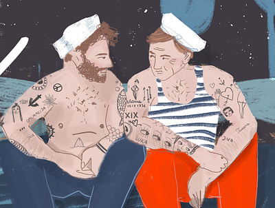 Sailors digital art guys illustration illustration digital illustrator night print procreate sailors