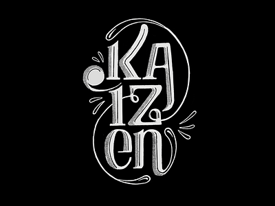 Kaizen · Lettering black and white design hand lettering japanese kaizen lettering lockup type typography zen
