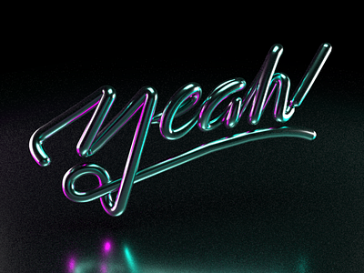 The Yeah series 5/5: 3D Style · Lettering 3d 3d art cinema4d cyan design hand lettering lettering neon neon colors neon lights purple type typography yeah