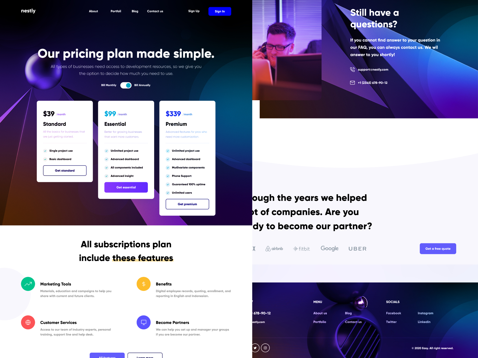 nestly landing page design by theosm™ on Dribbble