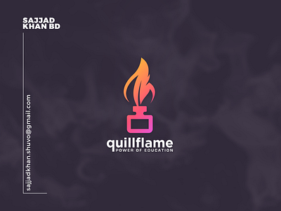 Quill Flame brand identity branding design flame graphic design icon illustration logo logo brand logo design quill vector
