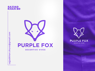 Purple Fox animal brand identity branding design fox fox logo geometric graphic design logo logo design logo designer minimalist modern purple sajjad khan shuvo vector