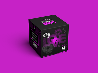 Sky Love blackbox box branding design fireworks flat magenta packagedesign typography
