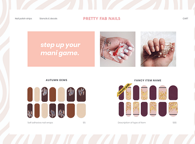 E-commerce concept for Pretty Fab Nails ecommerce manicure nail art nail wraps nails