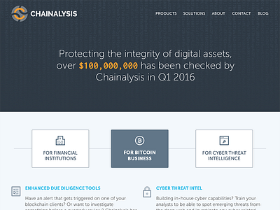 Chainalysis Homepage Design homepage landing page single page slate