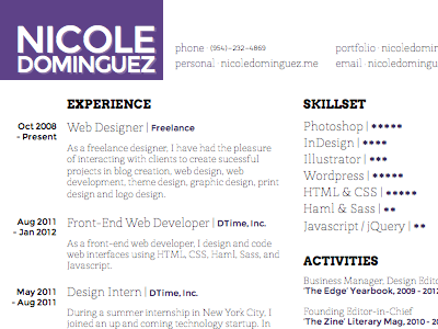 2012 Spring Resume college ninja purple resume student teen