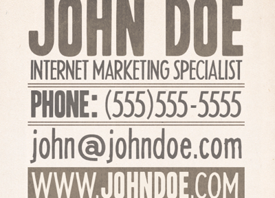 JOHN DOE business card