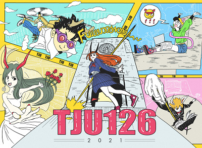 New Calendar Illustration for 2021 of Tianjin University branding clip studio paint comic comic art design fashion illustration