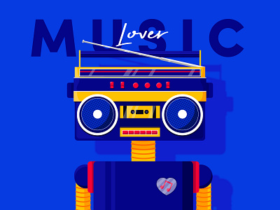 Music Lover graphic design illustration music musiclover radio robot vector