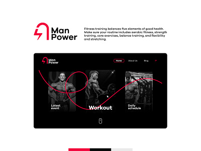 Man Power black branding design graphic design gym logo man manpower red typography ux website design