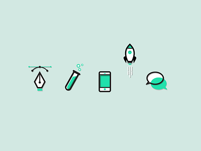 IntelliButler Icons chat design flat green icons intellibutler launch line rocket science vector
