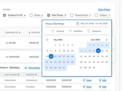 Dashboard Date Filter detail