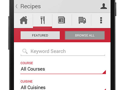 Android App Detail android btob device mobile recipes screen search ui utility