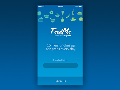 FeedMe App app blue icons lato login logo mobile scriptorama splash ui