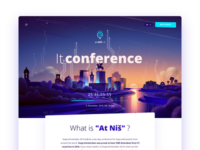 It Conference Web UI blue city city hall clean conference illustration it logo river sunny typography ui ux web webillustration