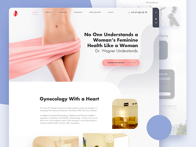 Wagner Gynecologist Website Concept belly design dynamic gynecologist health homepage pink round surgeon ui web woman