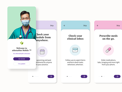 athenaOne Mobile Onboarding Concepts app ehr emr first time ux healthcare ios login medicine mobile native onboarding physician product design