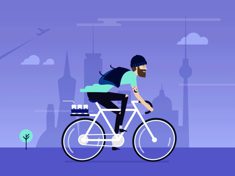 Hello World animation bicycle debut hipster illustration