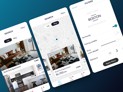 Real Estate App | Search android app filter interaction design ios maps mobile search ui deisgn