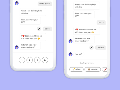 Conversationa UI Inputs 2 android app avatar chatbot conversational ui ios mobile product design