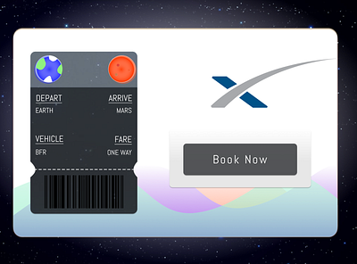 Daily UI Challenge 003 (Revised) - Landing Page elon elon musk figma galaxy illustrator mars outer space outerspace rocket ticket