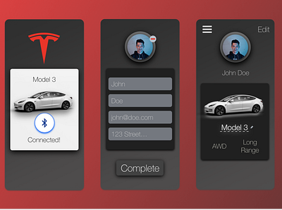 Daily UI Challenge 006 - Profile Page dark mode profile profile design profile page sign on tesla