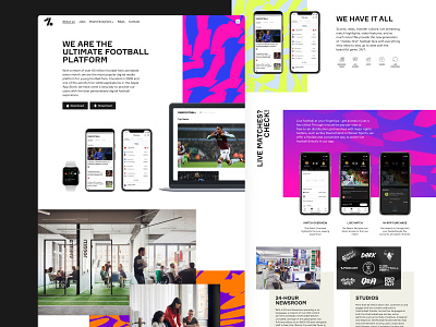 Onefootball app desktop edgy landingpage onefootball pattern webdesign website