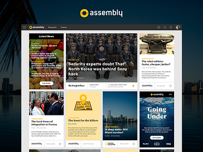 Assembly – Homepage card interface minimal news photography picture ui