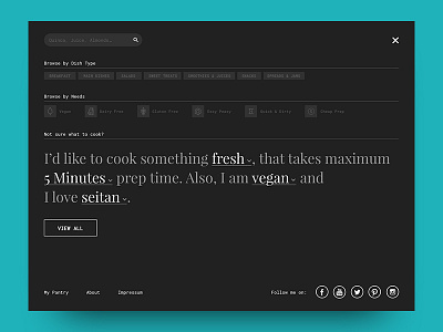 Food Blog Navigation & Search UX Concept blog food minimal navigation search serif tags ux vegan