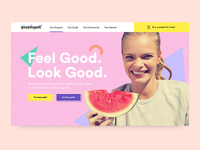 Goodshapes Landing v.2 branding fitness girl landing modern pastel shapes sport website workout