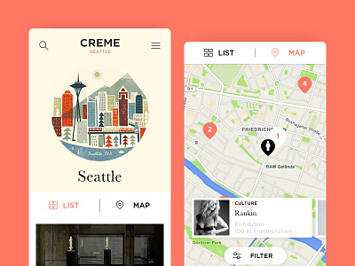 Mobile City and Map View editorial fashion guides hero lifestyle magazine map navigation travel ui ux web