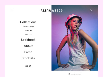 Alina Abegg Navigation clean ecommerce editorial fashion jewelry navigation pastel shop typography ui ux web