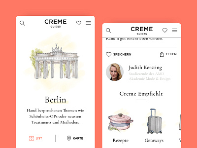 Creme Mobile Illustrations aquarell editorial fashion guides illustration lifestyle magazine mobile travel ui ux web