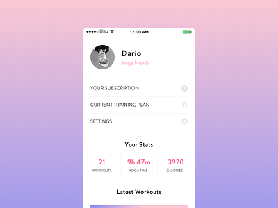 Daily Ui challenge #006 gradient minimal mobile profile sport typography ui user ux yoga