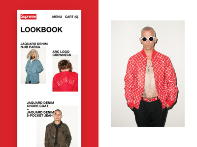 Supreme x Louis Vuitton - Mobile Lookbook ecommerce fashion jacket lookbook minimal mobile mood shop streetstyle typography ui ux