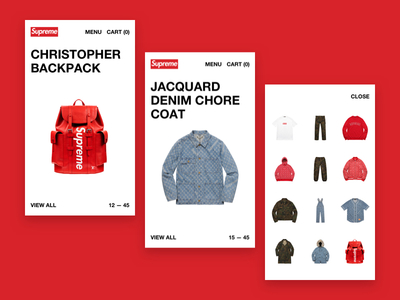 Supreme x Louis Vuitton - Mobile Product List Page ecommerce fashion listing minimal mobile shop streetstyle type typography ui ux web