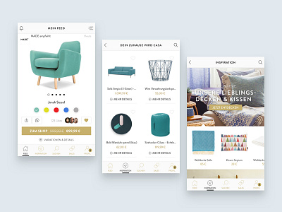 Casa iOS App app ecommerce furniture gold interior mobile shopping ui ux