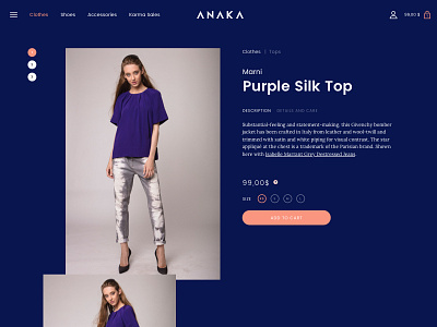 Anaka Product Detail Page branding desktop ecommerce edgy fashion female product responsive shopping ui ux webdesign