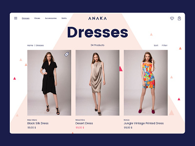 Anaka Product Listing Page brand colorful ecommerce fashion female pink shapes shopping triangles