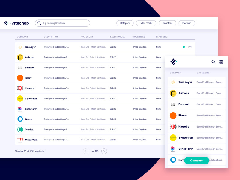 Fintechdb Desktop Database by Dario for Freaks & Dreamers on Dribbble