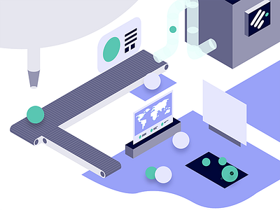 Fintechdb Illustration Style 3d factory illustration isometric machine minimal perspective production