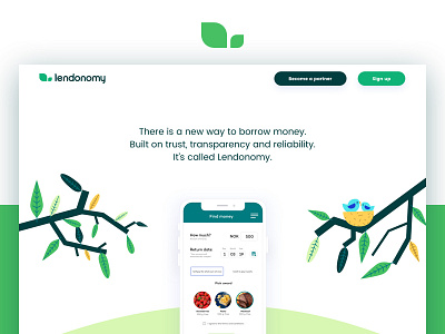 Lendonomy Landing Page app brand desktop fintech illustration marketing mobile responsive website