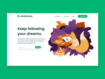 Lendonomy Redesign branding desktop landing page landing page illustration marketing ui ux design webdesign