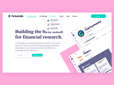 Fintechdb Redesign branding colorful fintech landingpage marketing product shapes startup ui ux web