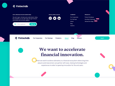 Fintechdb Landing Redesign branding colorful fintech landingpage marketing product shapes startup ui ux web