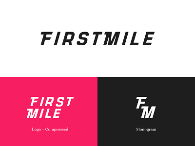 First Mile Logo bold brand branding car fast logo mobility movement slanted sport typography