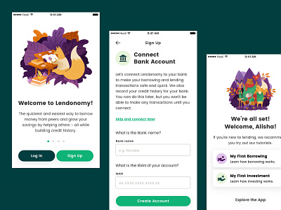 Lendonomy Onboarding account app branding fintech marketing mobile onboarding startup ui ux welcome