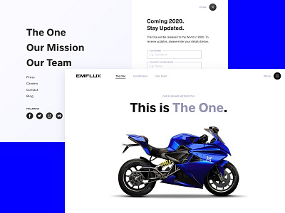 Emflux Landing page branding desktop electric landing page mobile mobility motorbike startup superbike ui ux web