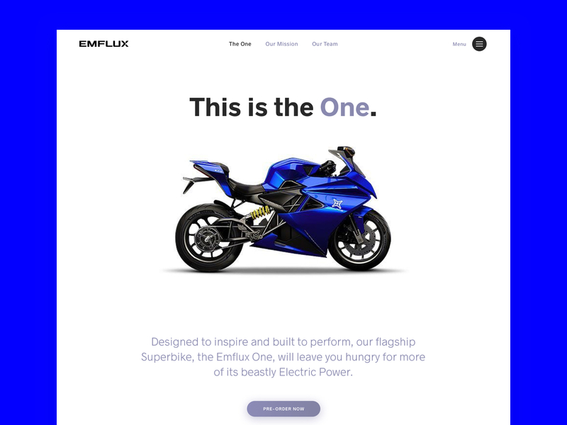 Emflux Website Homepage branding desktop electric mobile motorcycle sport superbike ui ux webdesign